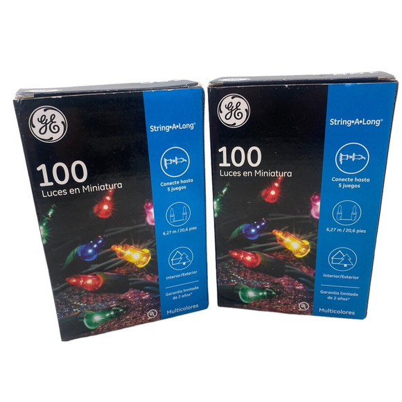 GE 100 Miniature Lights String A Long Light Multicolor Indoor/Outdoor 2 Pack New - Picture 1 of 5